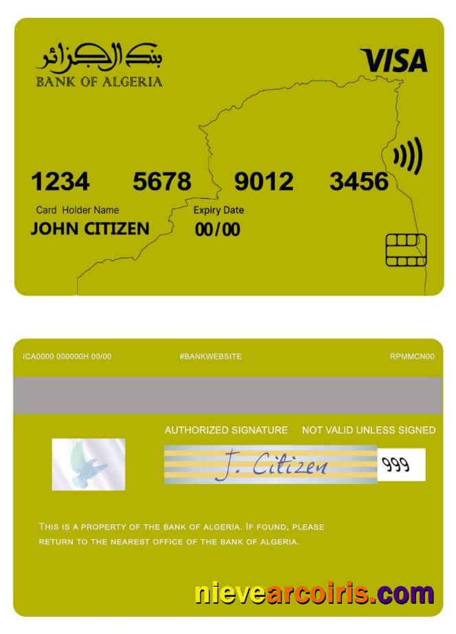 Algeria bank of Algeria visa card